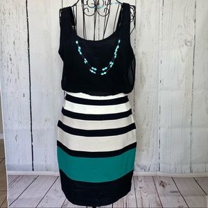 Express Black white and turquoise dress